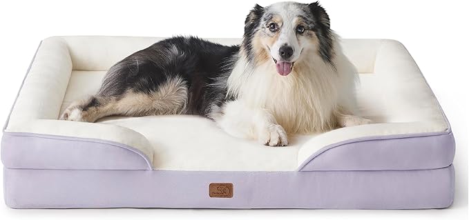 Bedsure XL Orthopedic Dog Bed for Extra Large Dogs - Washable XLarge Dog Cat Bed Waterproof, Comfort Dogs Couch Sofa with Washable Removable Cover, Pet Bed with Nonskid Bottom, Lavender, 42"