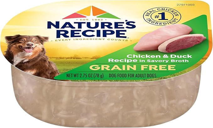 Nature's Recipe Grain Free Wet Dog Food, Chicken & Duck Recipe, 2.75 Ounce Cup (Pack of 12)