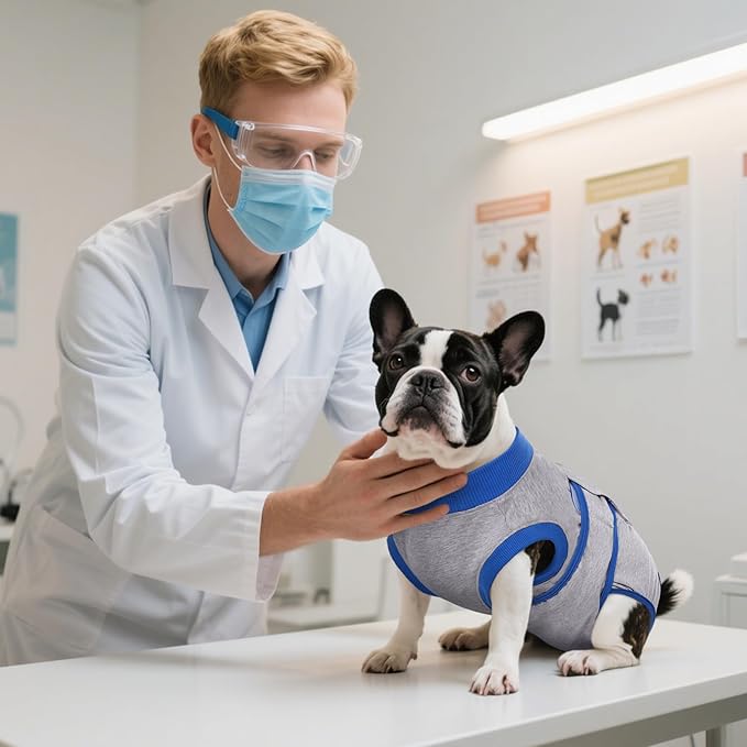Kuoser Recovery Suit for Dogs Cats After Surgery, Professional Pet Recovery Shirt Dog Abdominal Wounds Bandages, Substitute E-Collar & Cone,Prevent Licking Dog Onesies Pet Surgery Recovery Suit