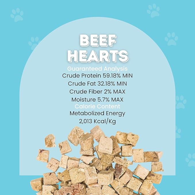 hotspot pets Freeze Dried Beef Heart Treats for Cats & Dogs - 1LB Resealable Big Bag, Made in USA, Single Ingredient All Natural Grain-Free Immune support Treats -Perfect for Training, Topper or Snack