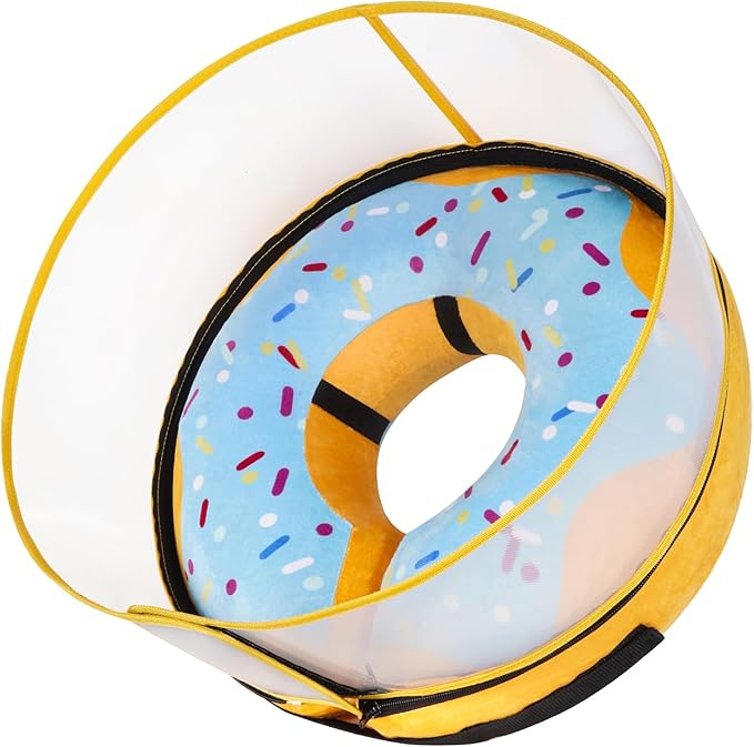 Inflatable Dog Cone Collar with Detachable Enhanced Anti-Licking Shield, Soft Neck Donut Collar for Dogs After Surgery, Adjustable Dog Cone Alternative for Large Medium Small Dogs & Cats