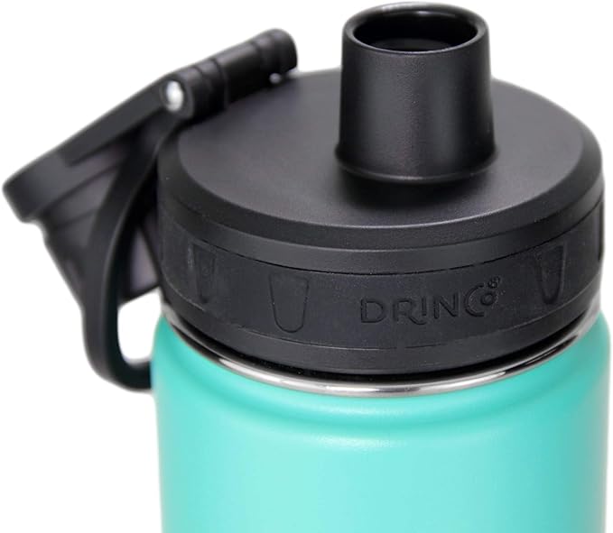 DRINCO Stainless Steel Water Bottle Spout Lid Vacuum Insulated Double Wall Water Bottle Wide Mouth (40oz 32oz 22oz 18oz 14oz) Leak Proof Keeps Cold or Hot (22 oz, 22oz Ombre Fuschia Teal)