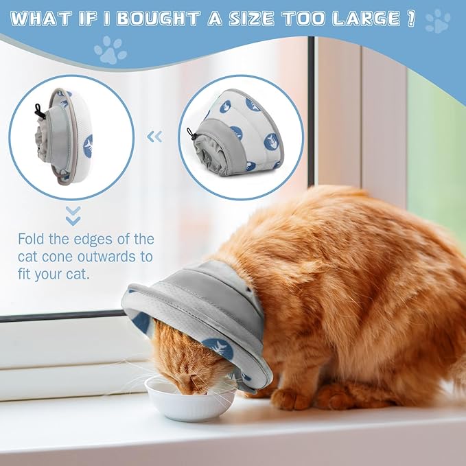 Cat Cone Collar Soft to Stop Licking After Surgery Cat Recovery Collar for Small Large Cats Adjustable Elizabethan Collar