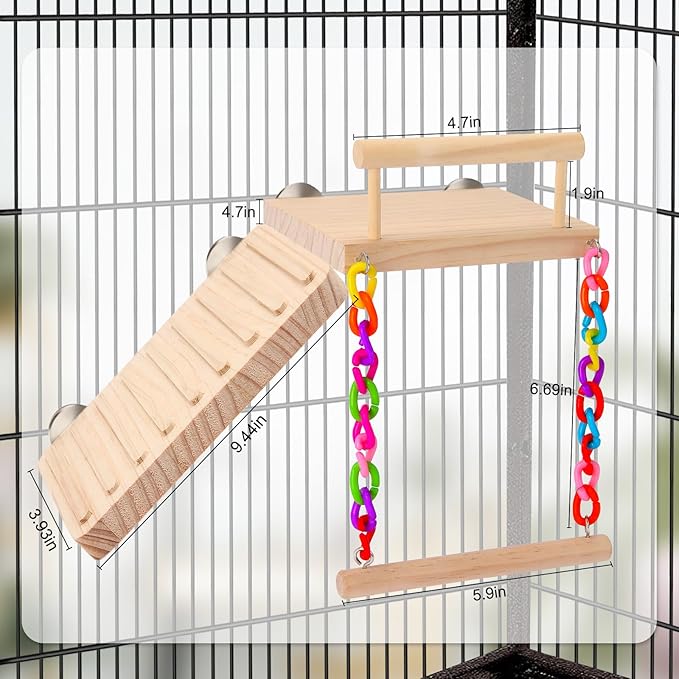 Kyouki Bird Perch Bird Cage Accessories Platform Swing - for Parrot,Parakeet,Budgies, Cockatiels, Lovebirds, Pacific Parrotlets,Chinchilla, Hamster - Sturdy Play Gym Exercise Stand