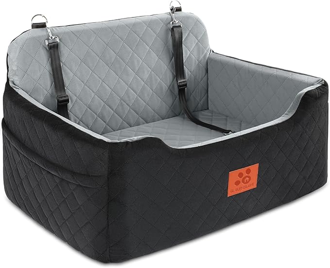 Dog Car Seat for Medium/Large Dogs,Dog Booster Seat for Dog Under 50lbs or 2 Small Dogs, Detachable and Washable Pet Car Seat,Multi-Functional Travel Dog Bed & Dog Sofa(Black/Grey)