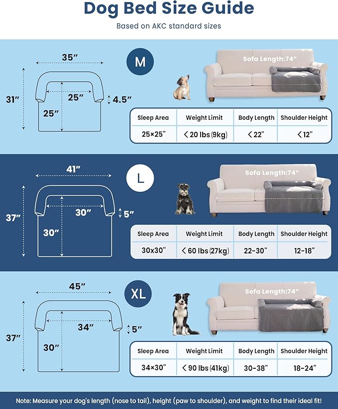 Large Cooling Dog Bed – 41 x 37 inch Waterproof Couch Cover for Dogs Washable, Non-Slip Bottom, Self Cooling Mat for Dogs, Durable & Non-Gel, Dog Couch Bed for Sofa Floor Car, Cooling Grey