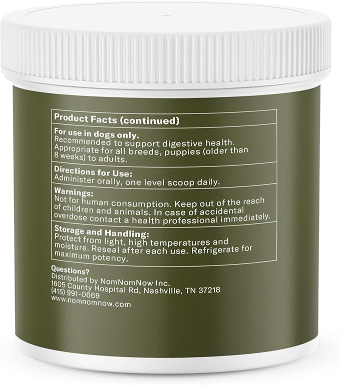 Nom Nom Dog GI-Targeted Probiotic Support - with Prebiotic Fiber, Inulin, and Saccharomyces boulardii - Gut Health Dog Probiotics for Gastrointestinal and Stomach Relief (GI Powder)