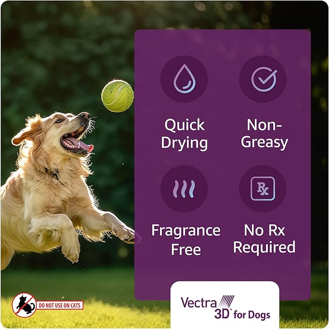 Vectra 3D for Dogs Flea, Tick & Mosquito Treatment & Prevention for Large Dogs (56 to 95 lbs) , 6 month supply
