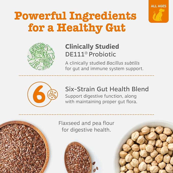 Zesty Paws Probiotics for Dogs, Digestive Enzymes Gut Flora, Digestive Health, Diarrhea & Bowel Support, DE111, Dog Probiotics Soft Chew for Pet Immune System, Chicken, 90 Ct
