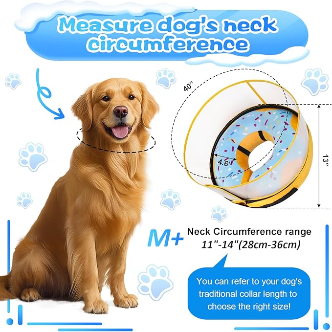 Inflatable Dog Cone Collar with Detachable Enhanced Anti-Licking Shield, Soft Neck Donut Collar for Dogs After Surgery, Adjustable Dog Cone Alternative for Large Medium Small Dogs & Cats