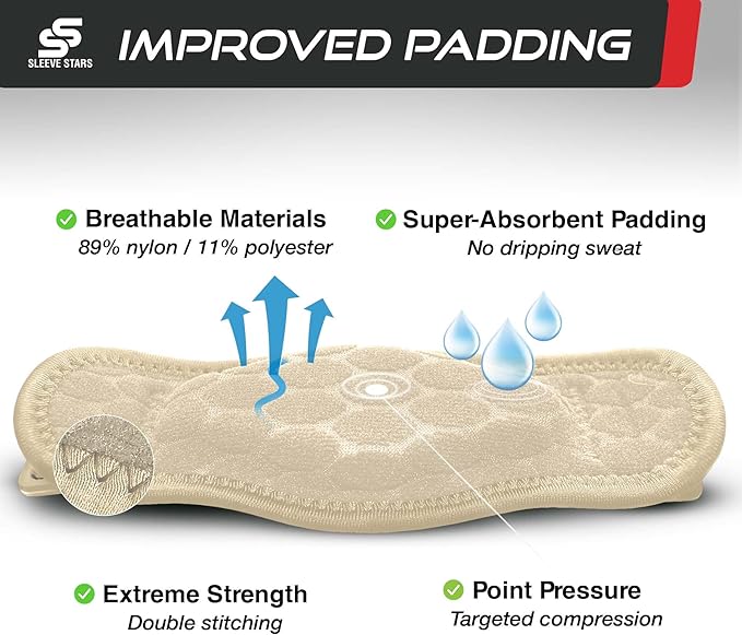 Sleeve Stars Tennis Elbow Brace for Women - Adjustable Tennis Strap, Golfers Elbow Brace for Men, Counterforce for Tennis Elbow for Tendonitis Relief, Fits 9"-23" (Single/Beige)