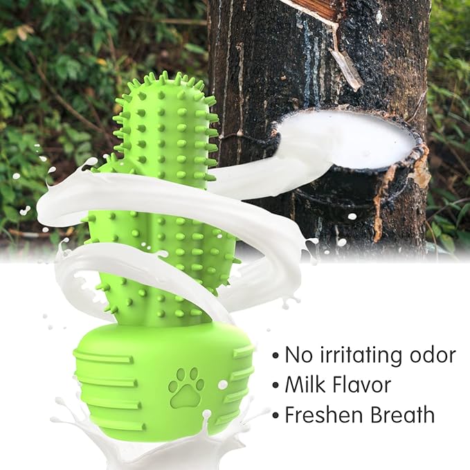 Dog Chew Toys Dog Toothbrush Stick Teeth Cleaning Brush Dental for Small Medium Large Dog, Rubber Squeaky Toys for Aggressive Chewers Cactus Tough Toys