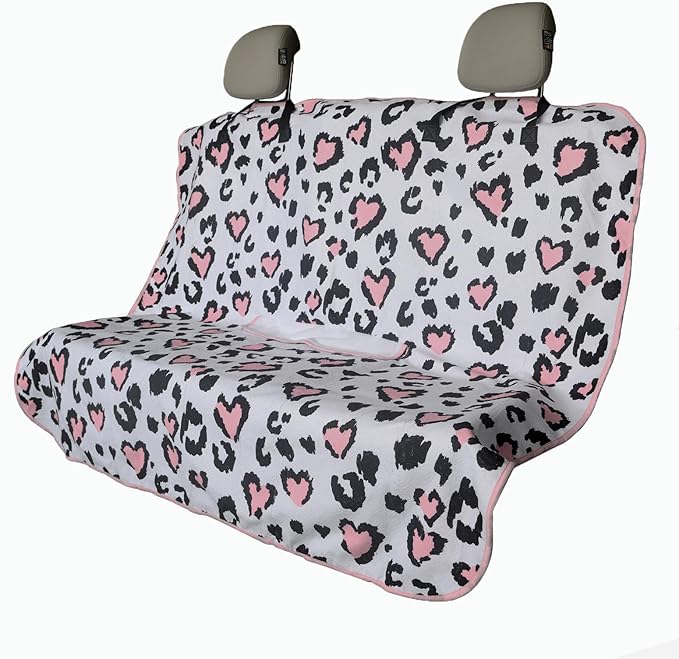 Back Seat Cover for Car Trucks Van SUV,Waterproof Rear Bench Towel Seat Covers for Dogs and Kids,Automotive Backseat Protector (Leopard Print)