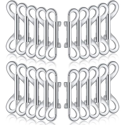 Hotop 20 Pcs 4.7 Inch Double Ended Bolt Snaps Hooks Zinc Alloy Trigger Chain Metal Clips Key Holder for Linking Key Chain Dog Leash Collar Pet Sling Feed Buckets(Silver)