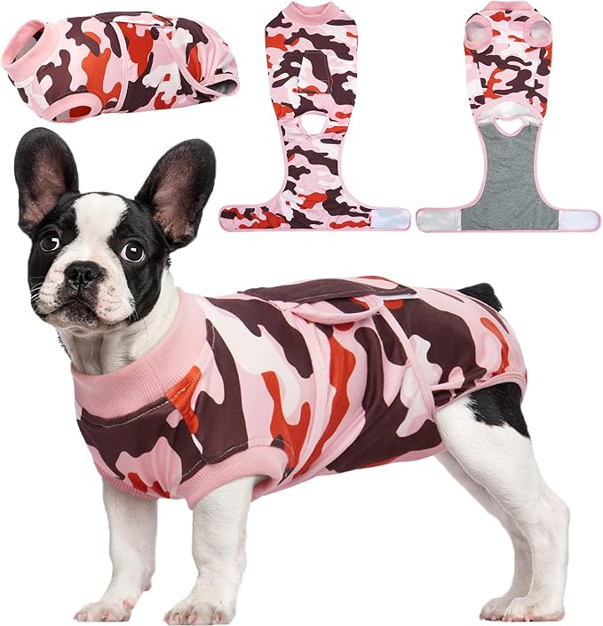 Kuoser Recovery Suit for Dogs Cats After Surgery, Professional Pet Recovery Shirt Dog Abdominal Wounds Bandages, Substitute E-Collar & Cone,Prevent Licking Dog Onesies Pet Surgery Recovery Suit
