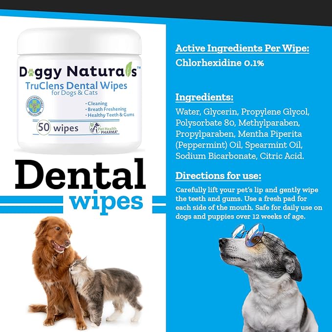 Truclens Dental Wipes fro Cats and Dogs (50 Count)…