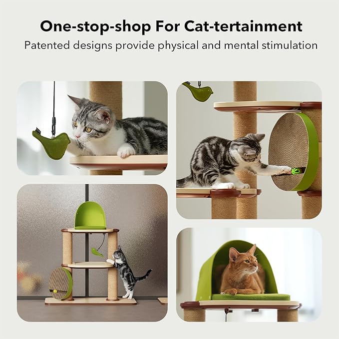 PETLIBRO Infinity Cat Tree Tower for Indoor Cats, Modular Design with Cat Bed, Toy, Felt Pads, Sisal Scratching Posts, 2-Second Setup, Sturdy Multi-Level Activity Center Cat Condo for Any Room