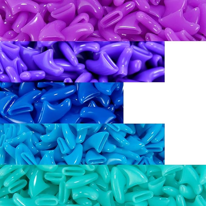 zetpo 100 pcs Cat Nail Caps | Cat Claw Covers | with Adhesives and Applicators (L, Purple, Violet, Blue, Sky Blue, Turquoise)