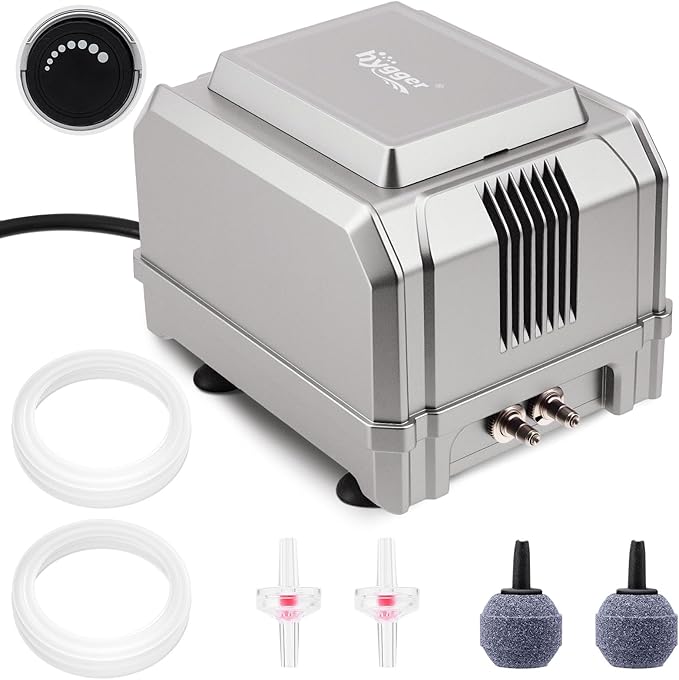 hygger 5W/8W Aquarium Air Pump: Powerful Adjustable Fish Tank Air Pump, Dual Outlets Oxygen Aerator, Oxygen Pump for Up to 200 Gallons Aquariums, for Freshwater, Saltwater, Hydroponics