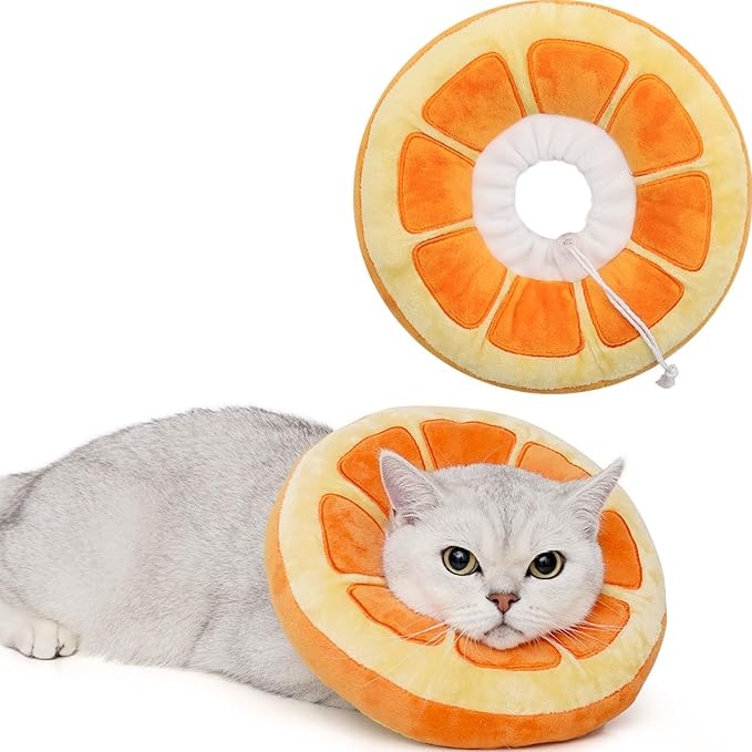 ANWA Adjustable Cat Cone Collar Soft, Cute Cat Donut Collar After Surgery, Kitten Recovery Cones to Stop Licking