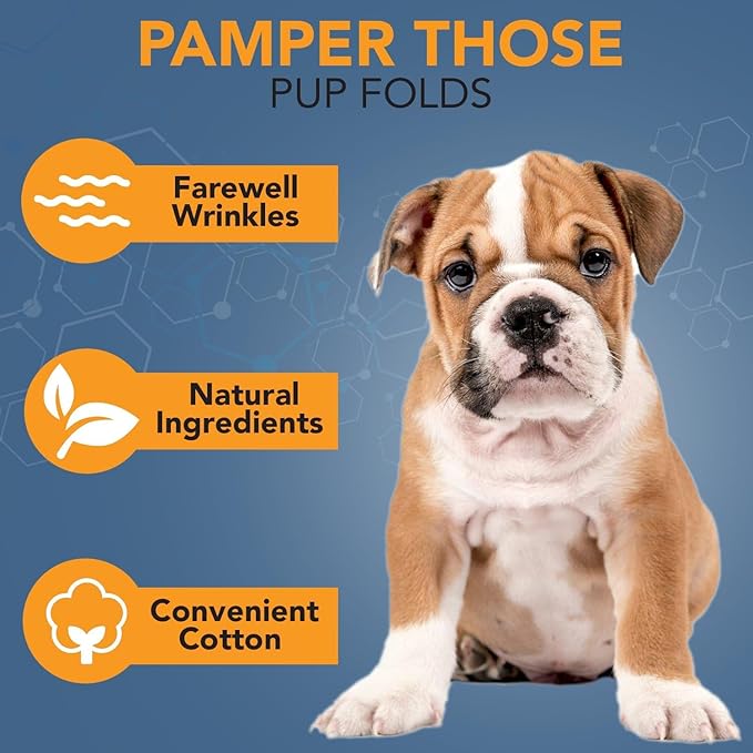 NOVEHA Wrinkle XL Wipes for Dogs | Wipes for Bulldog, French Bulldog, Pug, English Bulldog – Wipes for Multiple Areas Removes Dirt, Wrinkles, Folds, Tear Stain, Tail Pockets & Paws (240 Counts)