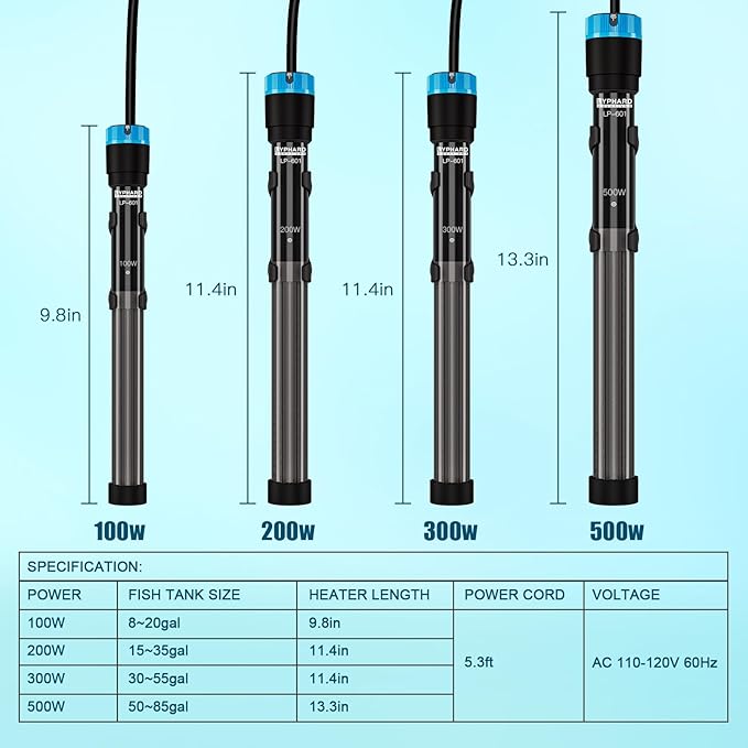 Aquarium Heater, 100W Submersible Fish Tank Heater with Precision Adjust Knob Thermostat and Suction Cup Suitable for Saltwater and Freshwater