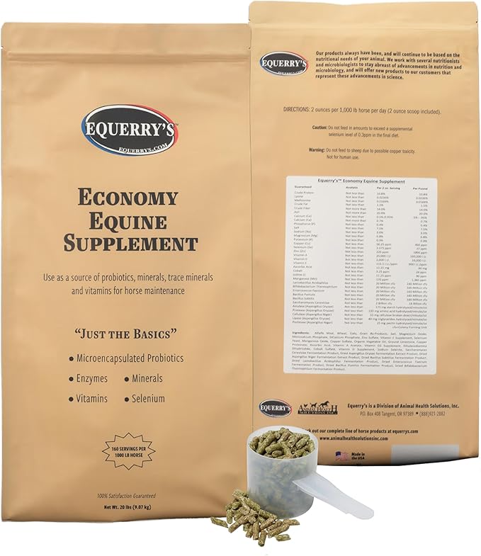 Equerry's Economy Equine Supplement - Horse Probiotics | Supplement for Horses | Horse Vitamins and Minerals Supplement with Enzymes and Selenium,20lb