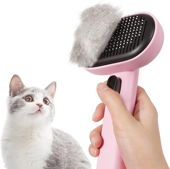 Aumuca Cat Brushes for Indoor Cats, Dog Hair Brush for Shedding, Cat Brush for Long or Short Haired Cats, Cat Grooming Deshedding Brush for Dog Kitten Horse Massage Removes Loose Fur, Pink