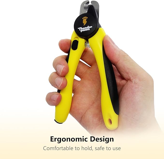 LED Dog Nail Clippers with Light, Trimmers with Protective Guard, Quick Sensor, Safety Lock and Nail File - Suitable for Large and Small Dogs & Cats (Yellow, LED)