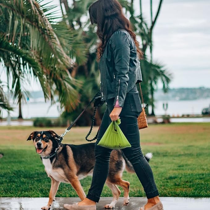 Certified Compostable Dog Poop Bags, 120 Count Landfill Friendly and Leakproof Waste Bags, Easy Open Unscented Forest Green Poop Bag for Dog, 15 Doggy Bags Per Roll (8 rolls)