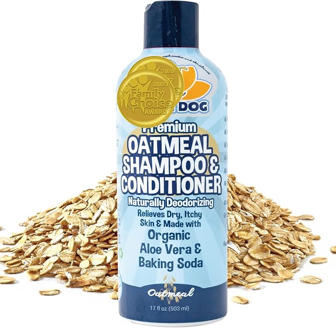 Bodhi Dog Grooming Bundle - Oatmeal Shampoo & Conditioner with Bath Brush - Pet Shower Supplies for Dogs and Cats - Gentle Care for Long, Short & Curly Hair, Safe and Effective, Made in USA