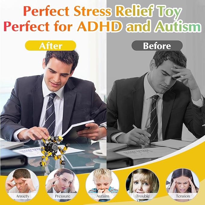 Transformable Fidget Spinners for Kids and Adults Stress Relief Sensory Toys for Boys and Girls Fingertip Gyros for Kids Classroom Birthday Party Favors