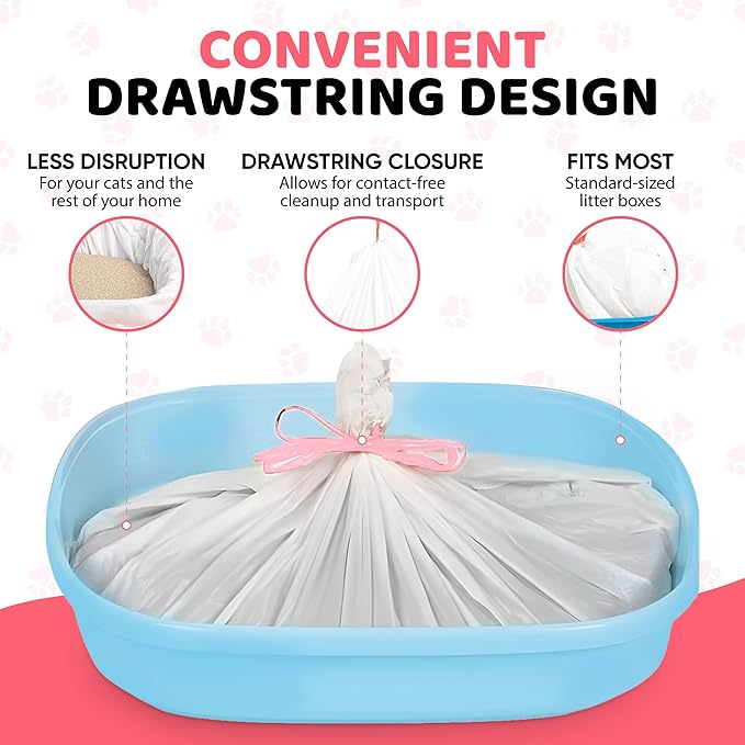 Cat Litter Box Liners 30 Count Drawstring Kitten Waste Bag