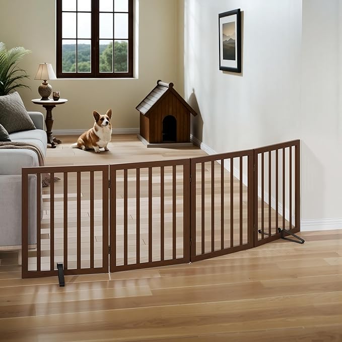 Dog Gate for Stairs,Foldable Dog Gate for Indoor Doorways House,Freestanding Pet Gates for Dogs,Doogie Puppy Fence Gate