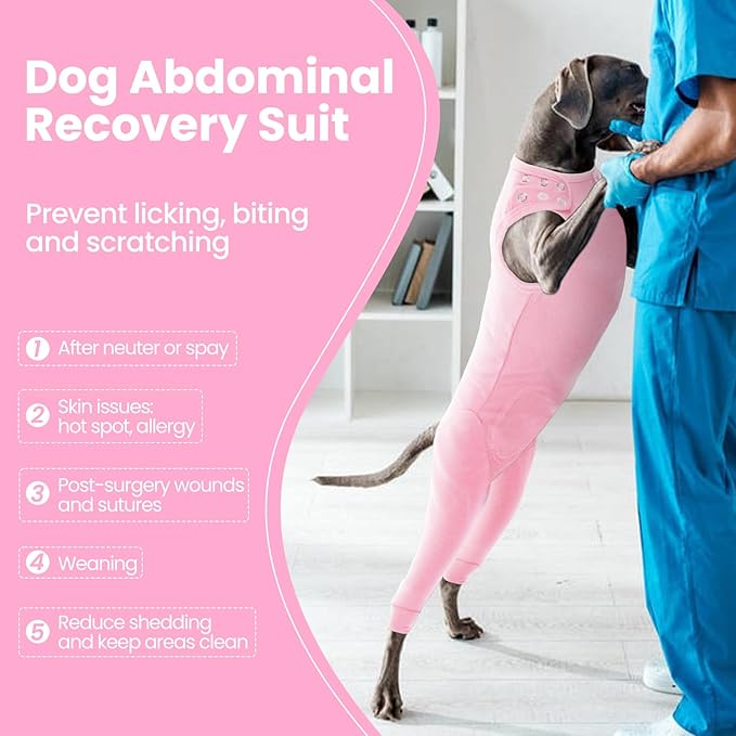 Nanaki Dog Wound Care Shirt, Leg Sleeves to Stop Licking Rear Leg and Abdomen, Surgery Suit for Female Spay, Onesie for Surgery Female, Surgical Recovery Suit Wound Heal Clothes