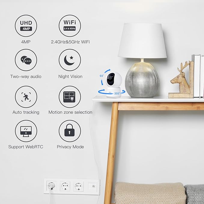 ARENTI 5G Indoor Security Camera, 4MP Pet Camera with Speaker for Dog/Cat, Baby Monitor with Phone App, Dual-Band WiFi, Auto Tracking, Super Night Vision, 2-Way Talk, Cloud & SD Card Storage(P2Q 2PC)