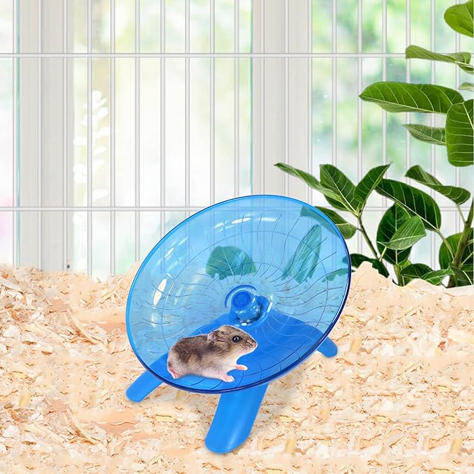 Hamster Wheel Hamster Flying Saucer Silent Exercise Wheel Running Wheel for Dwarf Hamsters Gerbil Mice Small Animals (Blue)