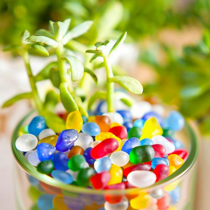 Sea Glass Stones 31oz - Aquarium Rocks & Fish Tank Gravel for Fish Tanks | Vase Fillers, Art & DIY Landscaping with Irregular Gems for Succulents & Terrariums (Colorful, Frosted)