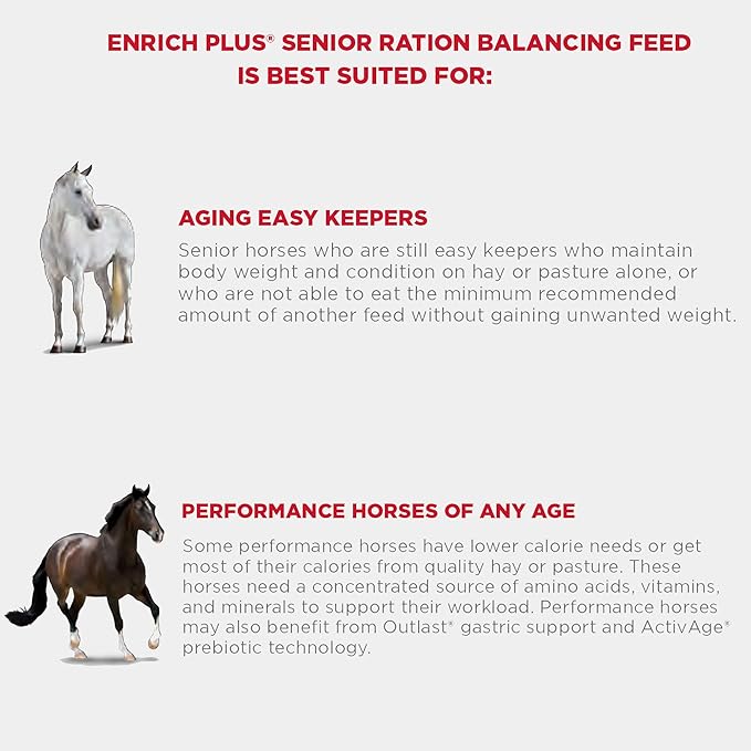 Purina | Enrich Plus Senior Ration Balancing Horse Feed | 50 Pound (50 LB) Bag