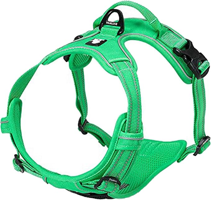 TRUE LOVE Adjustable No-Pull Dog Harness Reflective Pup Vest Harnesses Comfortable Control Brilliant Colors Truelove TLH5651(Grass Green,XL)