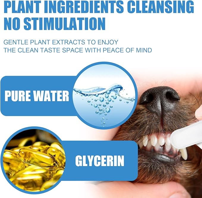 Pet Dental Finger Wipes, Oral Cleansing Teeth Care Finger Cots Wipes Pads for Dogs and Cats, Optimize Oral Health, Reduces Plaque, Freshen Breath - 50 Wipes