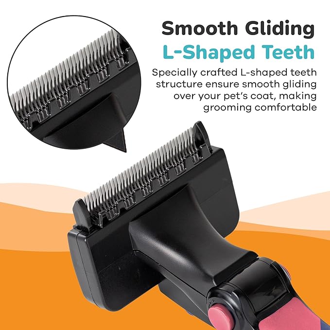Deshedding Dog Brush for Long Hair (Medium,Pink) – Gentle Deshedding tool for Dogs & Cats – Reduces shedding, without damaging topcoat. Removes Loose Fur & Dead Undercoat.