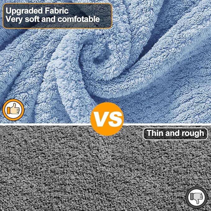 Giant Dog Bath Bubble, Quick Drying Super Absorbent Used for After Bathing, Warm Dog Towels, Adjustable Hoodies and Belts for Pet Dogs Bath Clothes Products (Blue Jacquard, 6XL)