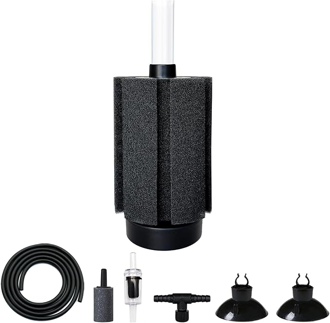 Aquarium Sponge Filter,10 Gallon Bio Sponge Filter with Airstone Breeding Fry Betta Shrimp for Fish Tank 10-30-50 Gallon