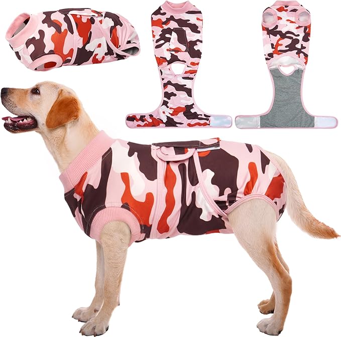 Kuoser Recovery Suit for Dogs Cats After Surgery, Professional Pet Recovery Shirt Dog Abdominal Wounds Bandages, Substitute E-Collar & Cone,Prevent Licking Dog Onesies Pet Surgery Recovery Suit