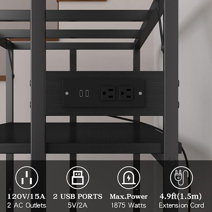 Sturdy Metal Aquarium Stand with Power Outlets, Adjustable Storage Cabinet - 660LBS Capacity, Black - Suitable for 40 Gallon Fish Tank, Turtle Tank, Fish Tank Accessories - Perfect Fish Tank Stand for Organization and Convenience