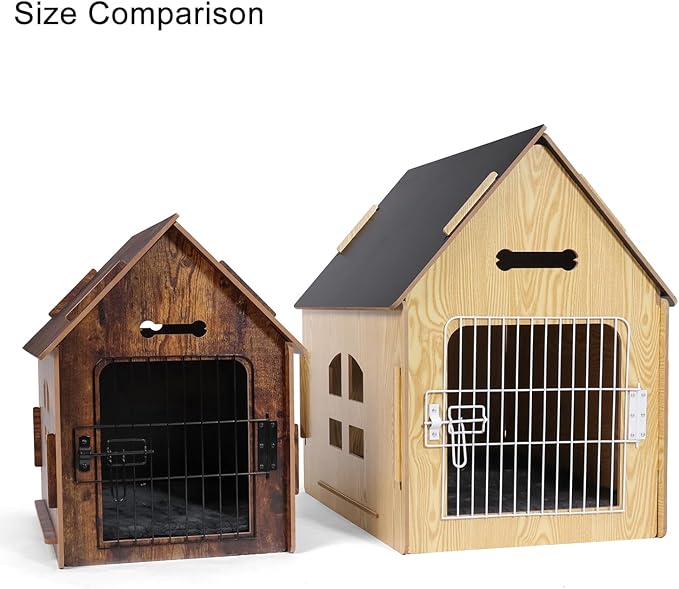 Dog House Indoor for Small Dogs or Cats, Cozy Wooden Design, Small Indoor Bed House, with Air Vents and Elevated Floor Warm Dog Cave (Large Pink)