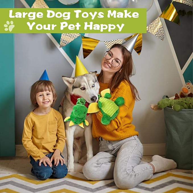 Large Squeaky Dog Toys, Tug-of-War Puppy Toys with Crinkle Paper, Stuffed Plush Animal Dog Toys to Keep Them Busy, Bonding Time Pet Toys for Small, Medium, Large Dogs