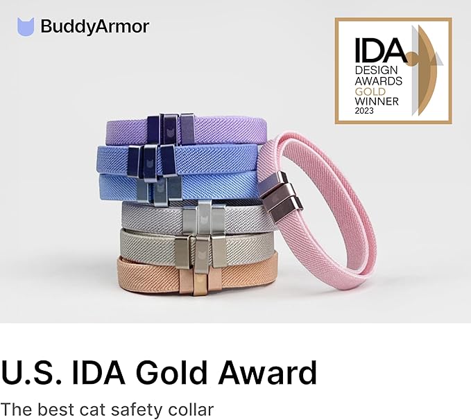 Safety Cat Collar - U.S. IDA Gold Awarding Design, Elastic Quick Release, Non Breakaway - Lightweight for Kitten, Neck Fit 7.8'-15.7' for All Small Large Cat,M(Monet Purple)