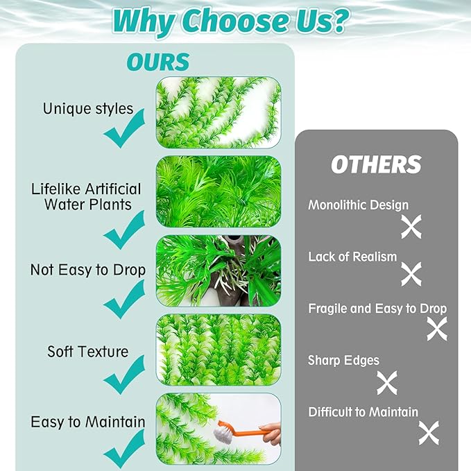 Hamiledyi Aquarium Plastic Plants Aquarium Decor Artificial Fish Tank Plants,Tall Fish Tank Decorations, Extra Large Aquarium Plant 20.4-inch Tall,1PCS